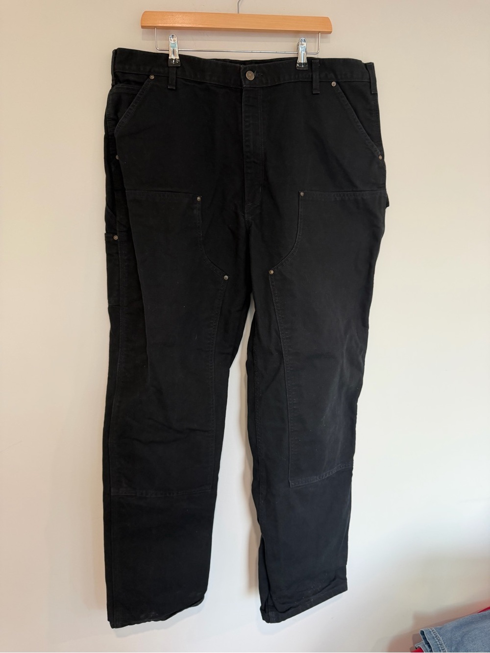 Carhartt Black Cargo Work Pants double knee 40x34